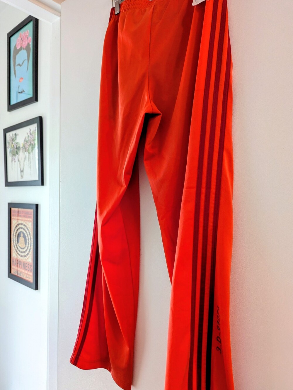 Adidas Red / Orange Wide Leg Track Pants M 3 Stripe Zip Pocket  2003 Special Ed